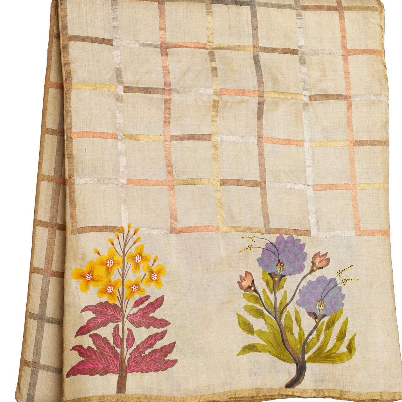 Fusion Tussar Off White Saree