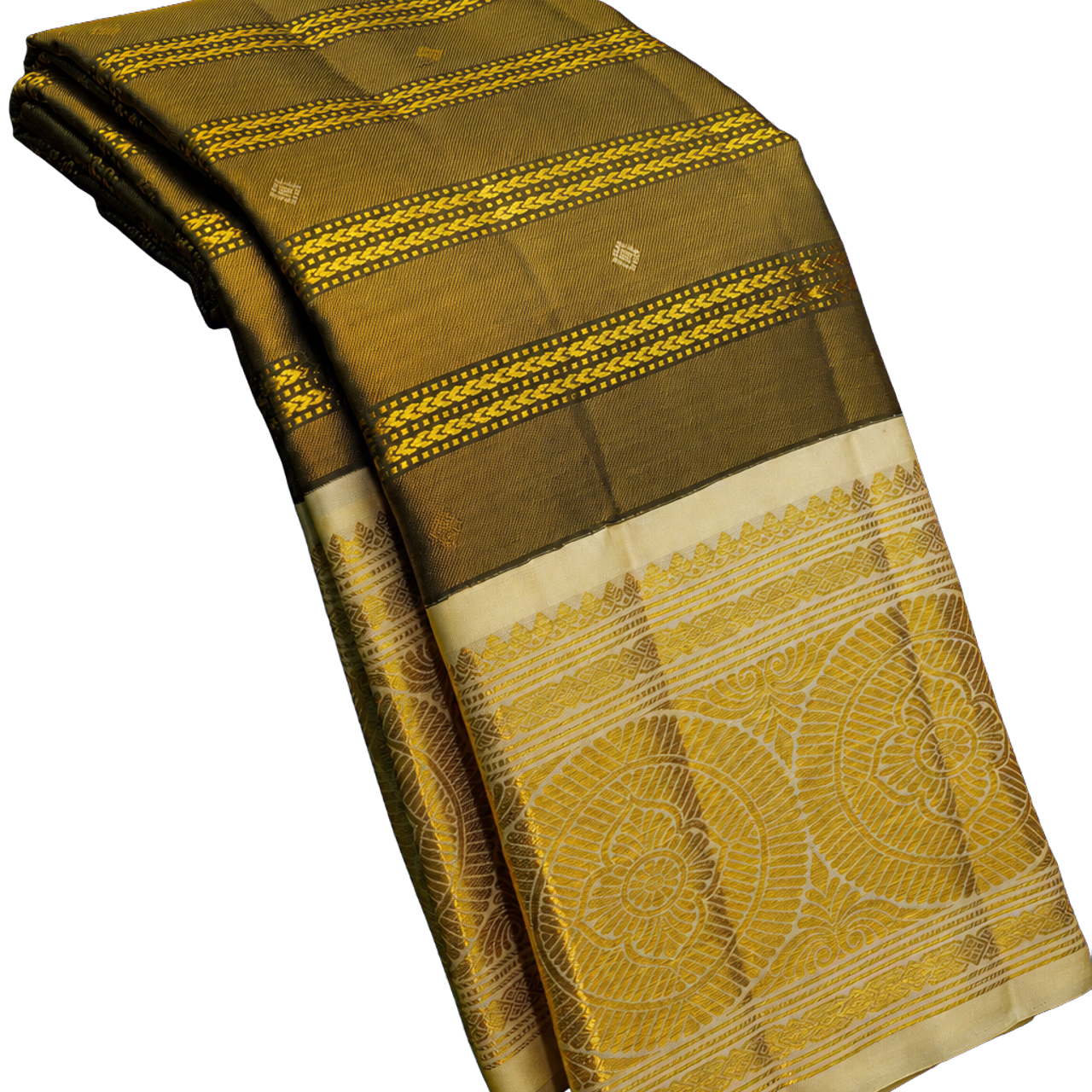 Kanchipuram Silk Mehendi Green Saree with Vintage Look