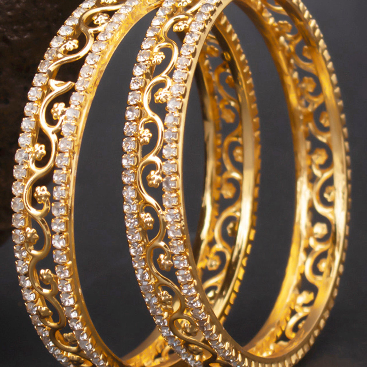 Sukkhi Incredible Gold Plated Set of 2 Austrian Diamond Bangles for Women