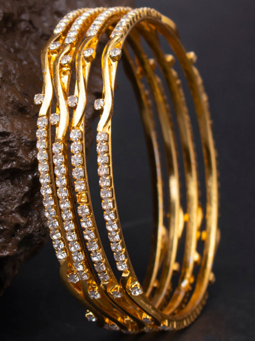 Sukkhi Glorious Gold Plated Ad Stone Bangles Set For Women