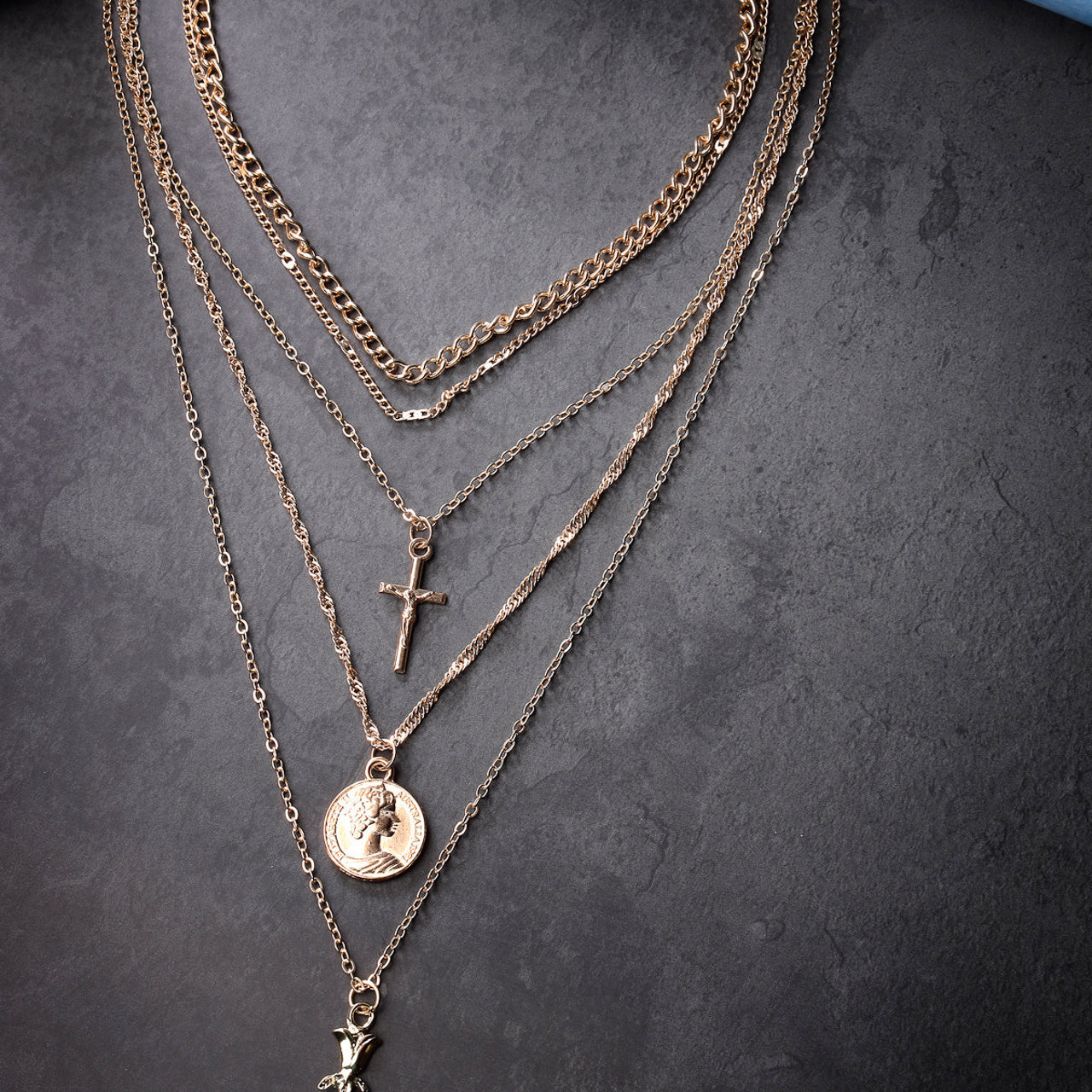 Scintillare by Sukkhi Universal Stylish Multilayered Gold Plated Pendant Necklace for Women & Girls