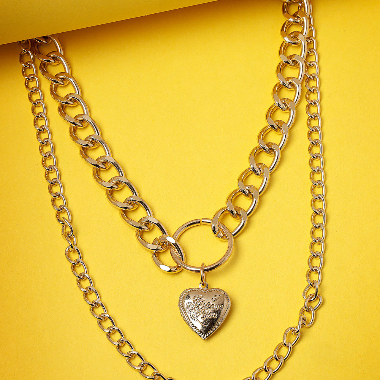 Scintillare by Sukkhi Iconic Fashionable Heart Multilayered Gold Plated Pendant Necklace for Women & Girls