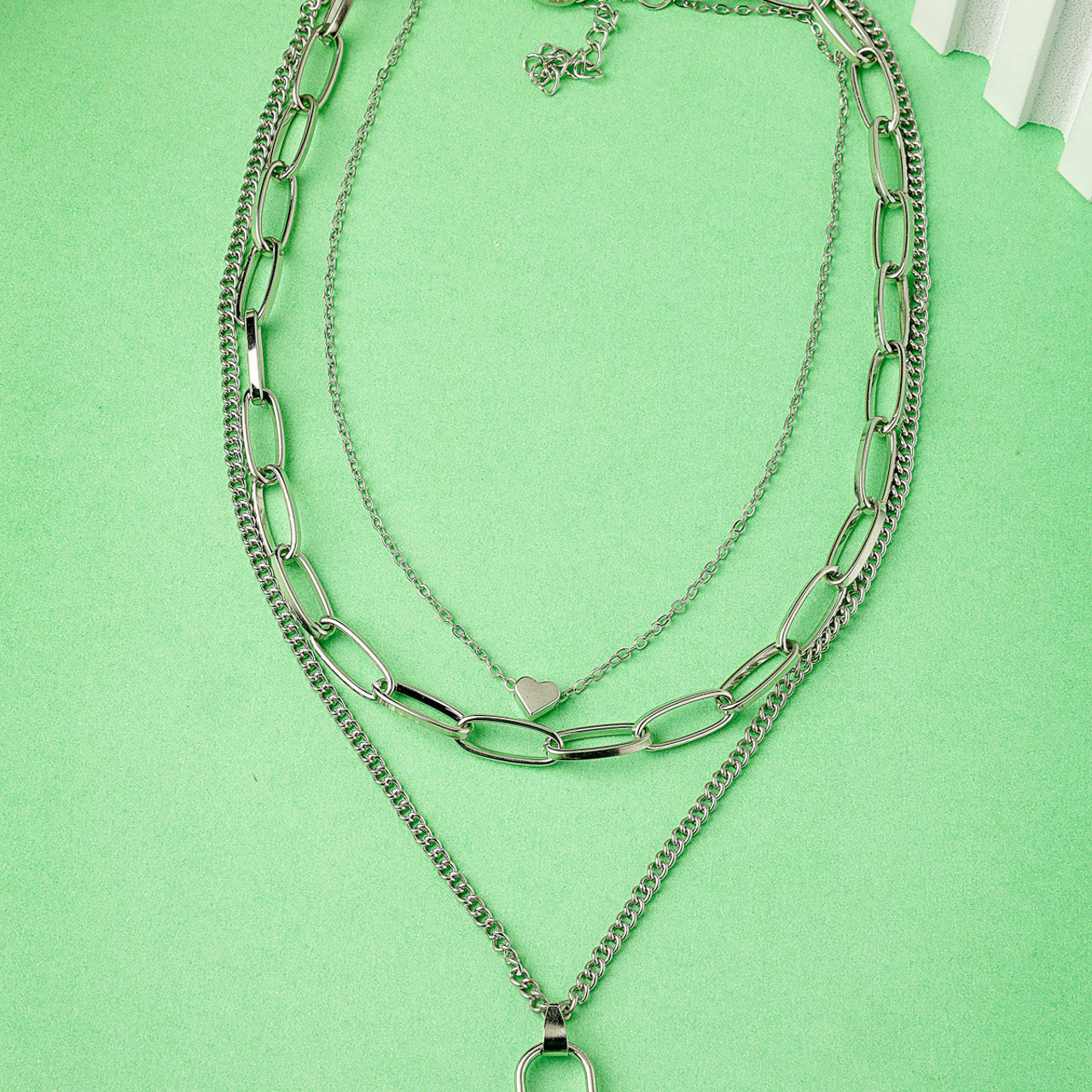 Scintillare by Sukkhi Western Style Rhodium Plated Silver Heart Lock Pendant Necklace for Women & Girls