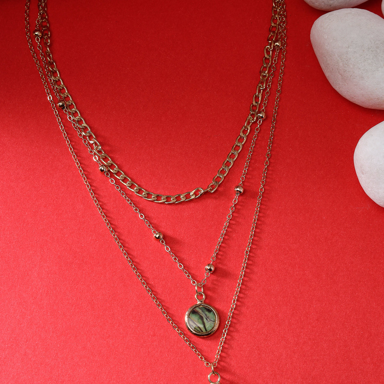 Scintillare by Sukkhi Pretty fashionable Gold Plated Multilayered Contemporary Combo Pendant Necklace for Women & Girls