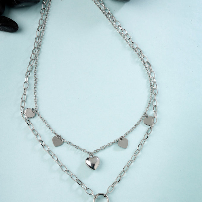 Scintillare by Sukkhi Decent Rhodium Plated Silver Heart Shaped With Lock Pendant Necklace for Women & Girls