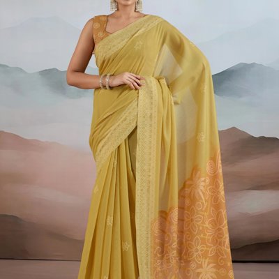 Aurora Yellow Woven Cotton Saree