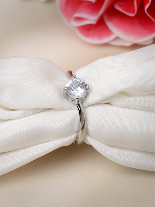 Scintillare by Sukkhi Dramatic Rhodium Plated Silver Solitaire American Diamonds Studded Finger Ring for Women & Girls
