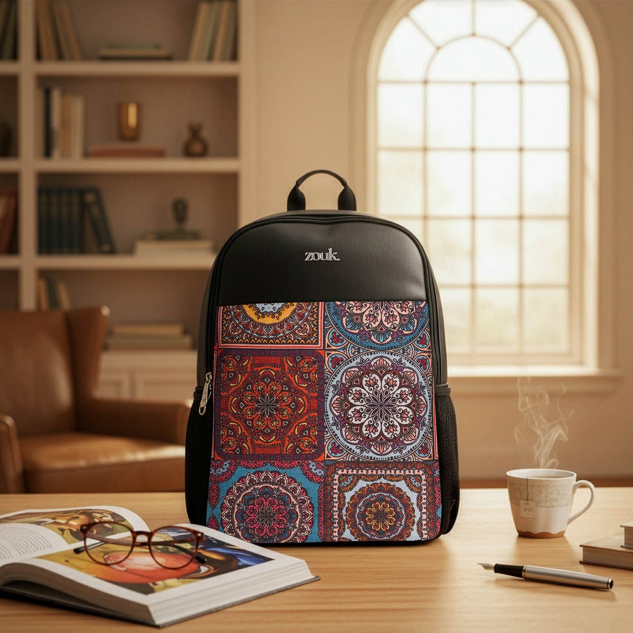 Multicolor Mandala Print Statement Backpack