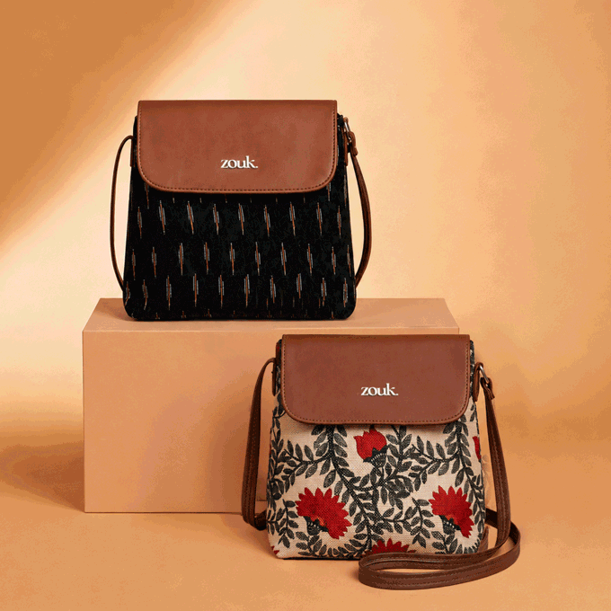 Ikat GreRe & Nawabi Couture Flap Sling Bag Combo