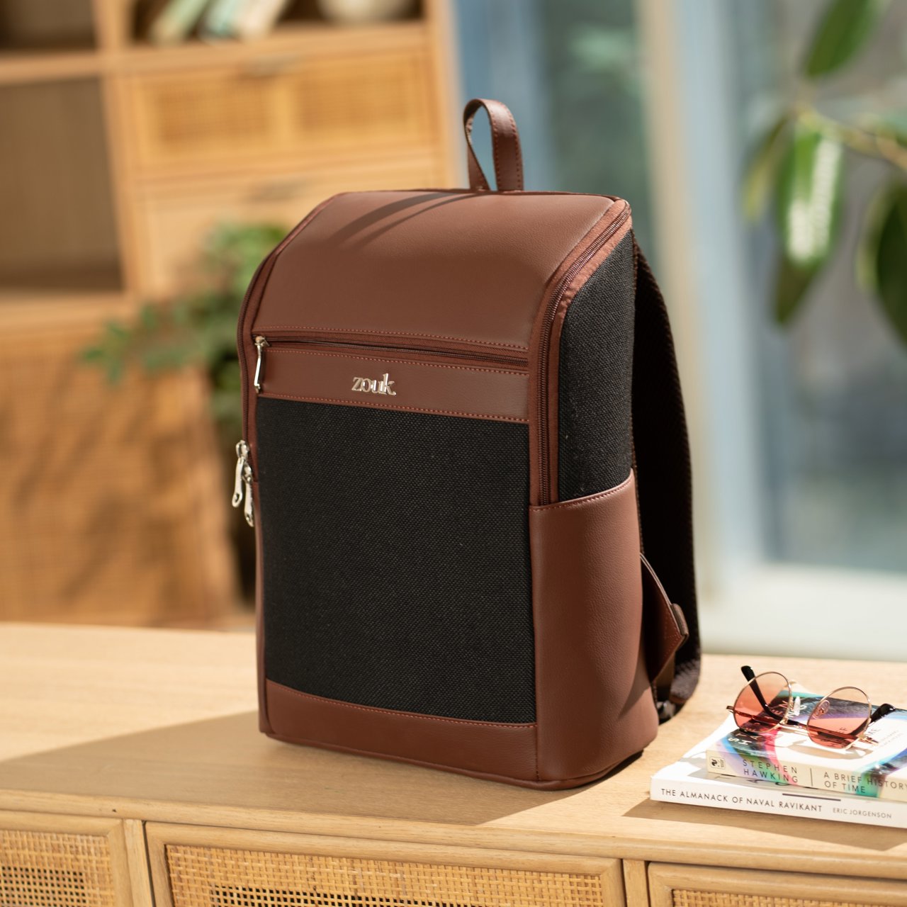Amalia Laptop Backpack (Brown) - Jet Black