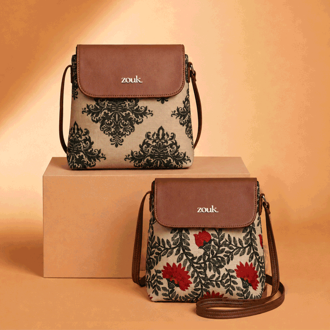 Mughal Motif & Nawabi Couture Flap Sling Bag Combo