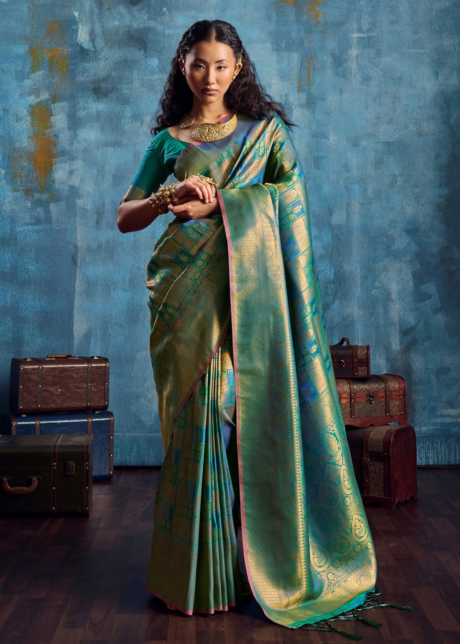 Cadmium Green Banarasi Silk Saree