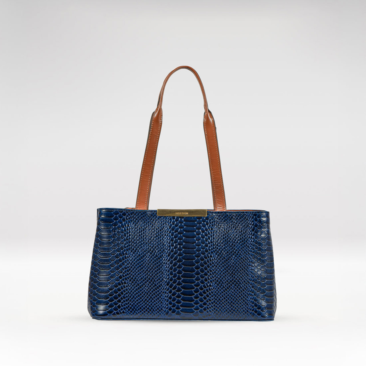 Ee Leo 01 Blue Leather Tote Bag