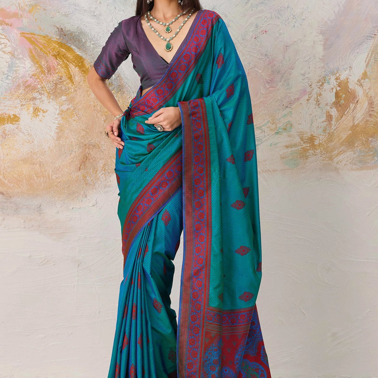 Enamel Blue Woven Kanjivaram Silk Saree