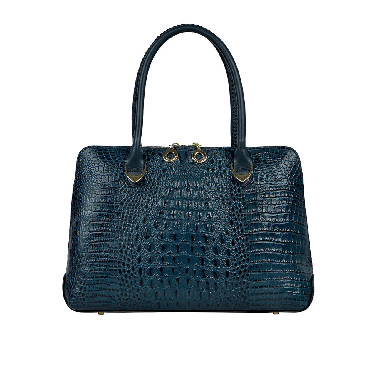 Yangtze 03 Blue Leather Tote Bag