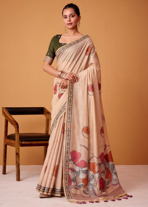 Honey Peach Woven Cotton Saree
