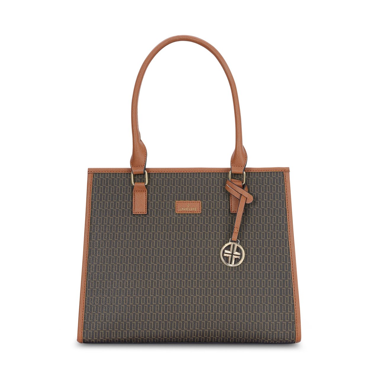 Monogram Quad Large Choco Satchel Bag