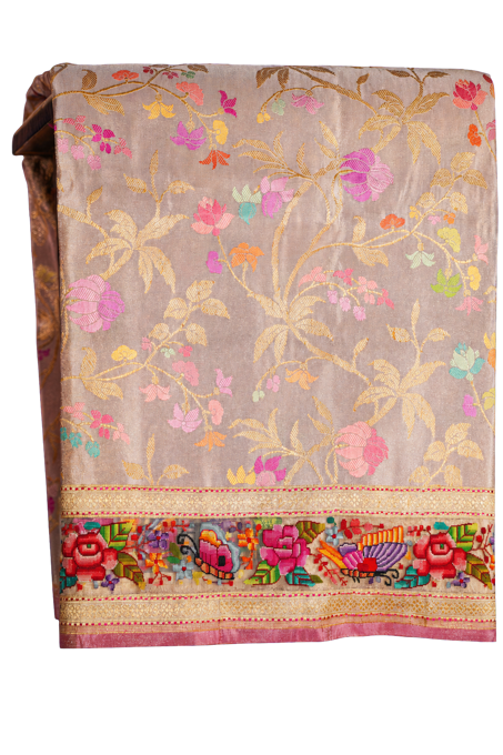 Fusion Banarasi All Over Tissue Lavender Saree with All Over Meenakari and Petit Point Border