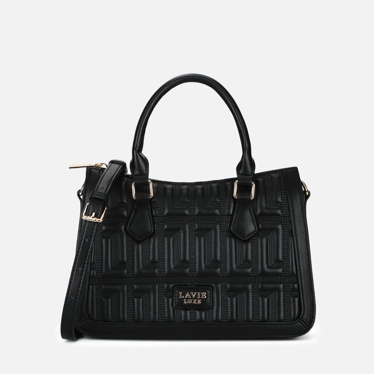 Hailey 3 Compartment Medium Black Handbag