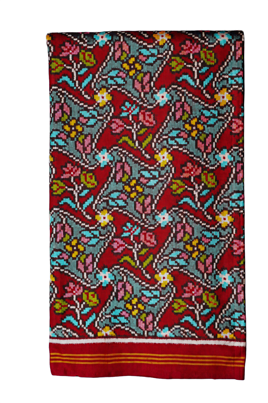 Patan Patola Silk Multi-Colour Double Ikat Saree