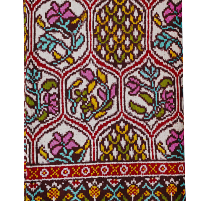 Patan Patola Silk Off White Double Ikat Saree