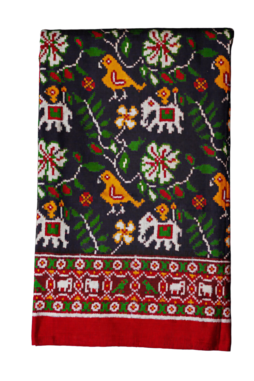 Patan Patola Silk Navy Blue Double Ikat Saree