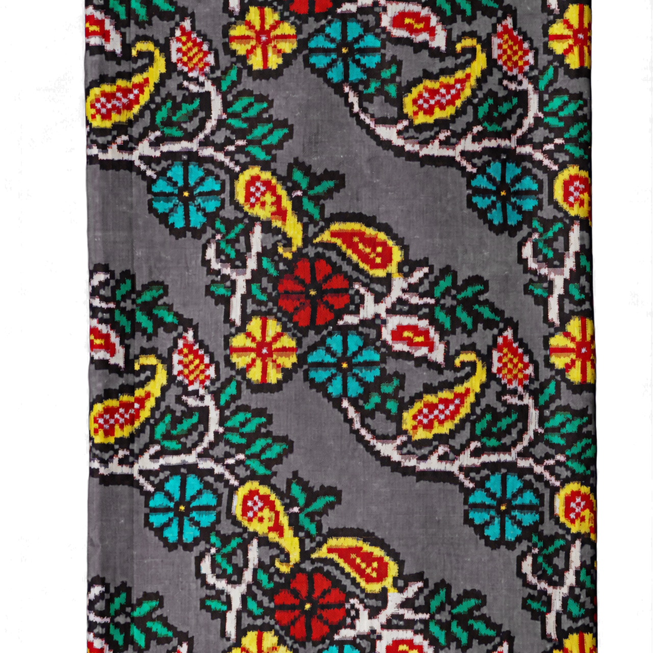 Patan Patola Silk Saree with Cross Floral Weavings