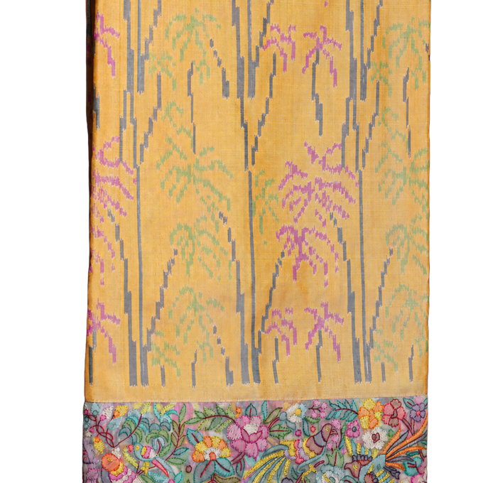 Fusion Patola Silk Yellow Saree with Petit Point Border