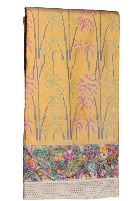 Fusion Patola Silk Yellow Saree with Petit Point Border